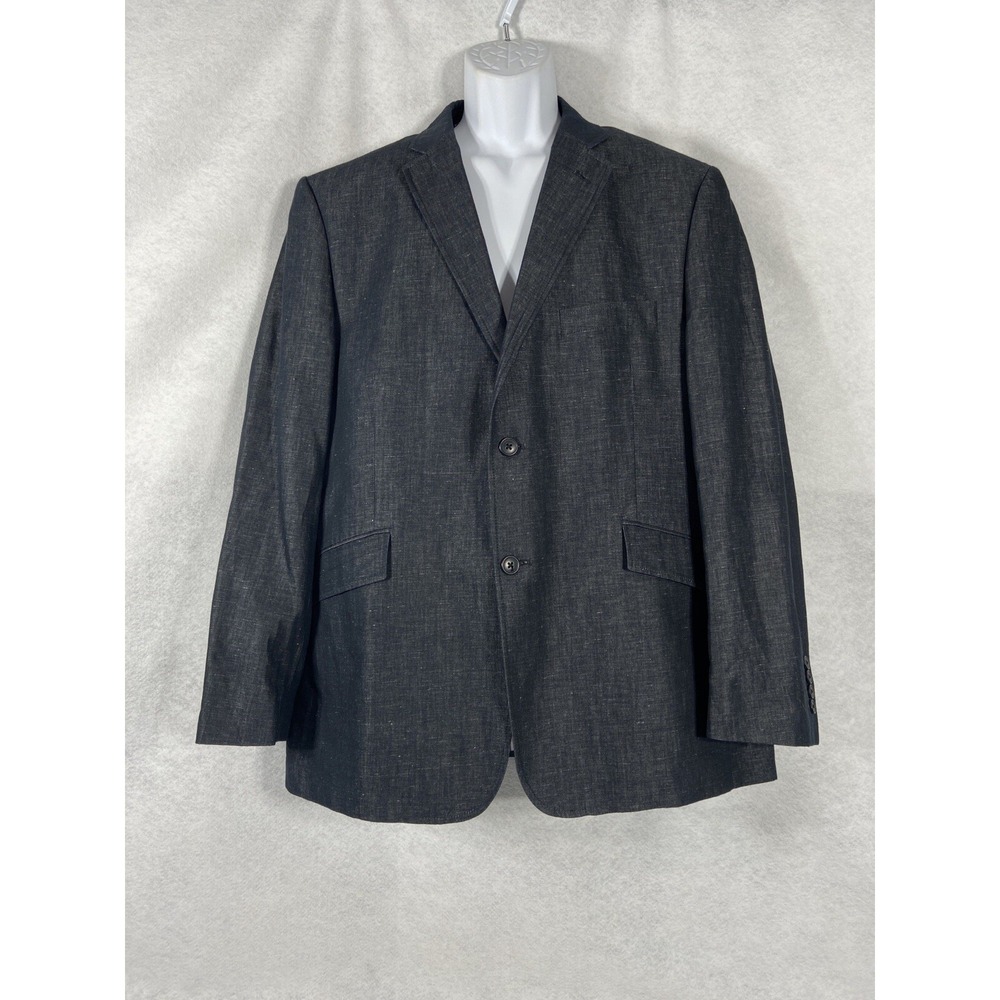 Madison Blazer Mens 44R Charcoal Sport Coat Linen Cotton Blend EUC